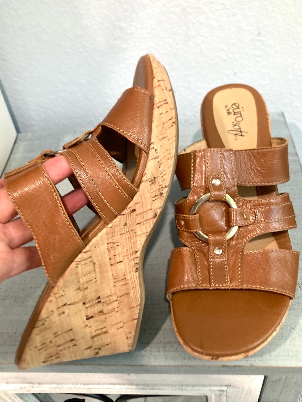 Euro Soft by Sofft Cassie Brown Leather Sandals 8M - Picture 4 of 10